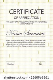 Modern elegant certificate template with geometric shapes. Appreciation for business and education