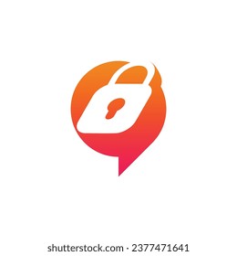 modern and elegant chat padlock logo