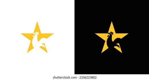 Modern and elegant chicken star logo design 1