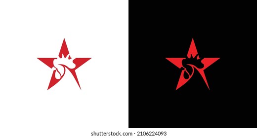 Modern and elegant chicken star logo design