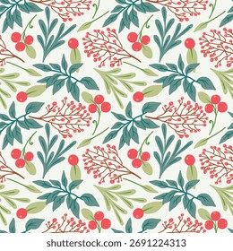 Modern and elegant Christmas pattern and background. Decor textile, wrapping paper. Vector seamless texture.