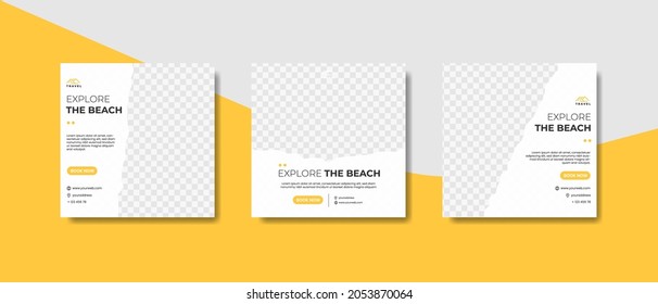 Modern elegant clean social media banner post stories templates for travel dream holiday