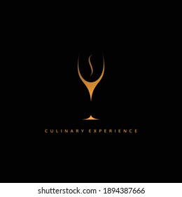 Modern and elegant coffee and wine glass combination logo design