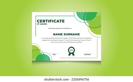 Modern elegant colorful certificate template with simple badge.
