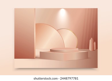 Modern and elegant cosmetics product background.Cosmetics Product presentation, mock up, studio stage with shadow of background.