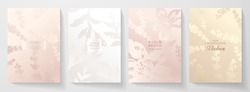 Modern Elegant Cover Design Set. Luxury Fashionable Background With Pastel Floral Pattern. Flower Premium Vector Template For Wedding Invite, Makeup Catalog, Brochure Template, Spring Sale Flyer