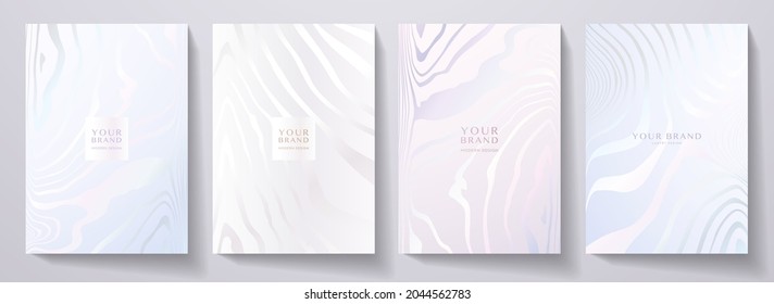 Modern elegant cover design set. Luxury fashionable background with abstract line pattern in silver, blue, color. Elite premium vector template for menu, brochure, flyer layout, presentation - Shutterstock ID 2044562783