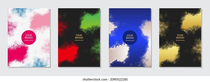 Modern elegant cover design set. Geometric different colors pattern, artistic background. Vector grunge collection for catalog, brochure template, magazine layout, booklet.