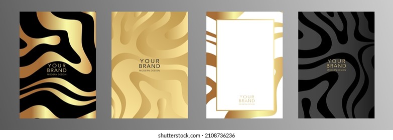 Diseño moderno y elegante. Lujo de diseño con motivos en negro y dorado. Plantilla elitista de vector premium para catálogo, menú, folleto, volante, diseño de tarjeta, invitación