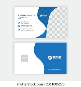 Modern, elegant and creative double-sided business card design template, Blue and red modern business card design layout