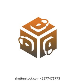 modern and elegant cube padlock logo