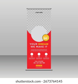 Modern elegant eye-catching roll-up banners portait x standee banner illustration and for any your business design template