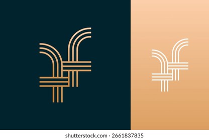 Modern elegant ff letter logo design vector