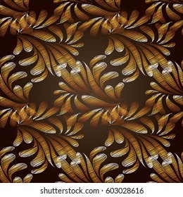 Modern elegant floral seamless pattern background wallpaper illustration with vintage hand drawn 3d flowers leaves and paisley ornaments.Ornate luxury decor with shadows and highlights