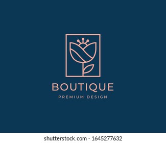 Modern elegant flower logo design. Fashion and Boutique vector logo template. Creative premium symbol