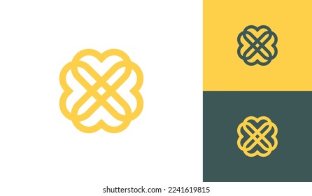 Modern and elegant flower logo design vector with heart shape