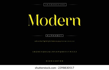Moderne, elegante Schriftzeichen im Großbuchstaben, Absenkung und Anzahl. Classic Lettering Minimal Fashion Designs. Typografie moderne Serifenschriften erhalten ein traditionelles dekoratives Vintage-Konzept. Vektorgrafik