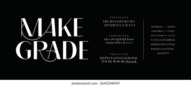 Fonte Elegante Moderna Letra Maiúscula Minúscula E Número. Clássico Lettering minimal Fashion Designs. Tipografia modernas fontes serif conceito vintage decorativo regular. ilustração vetorial
