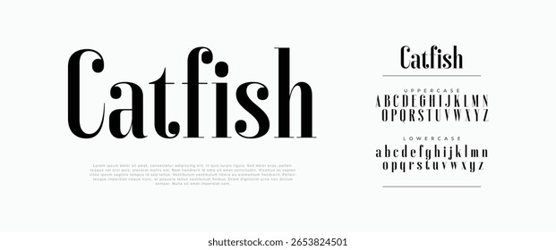 Modern Elegant Font Uppercase Lowercase and Number. Classic Lettering Minimal Fashion Designs. Typography fonts regular decorative vintage concept. vector illustration
