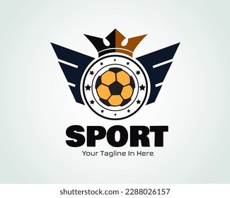 modern elegant football team wings king logo symbol emblem design template illustration