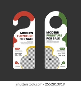 Modern and elegant furniture sale door hanger design template with two color variations