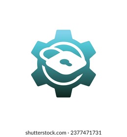 modern and elegant gear padlock logo