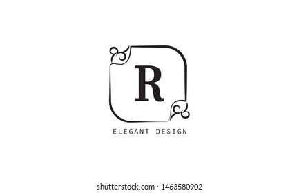 Modern and elegant geometric design of the logo with the letter R. Monograms for florists, cosmetics, business. Stylish minimalist vector illustration.