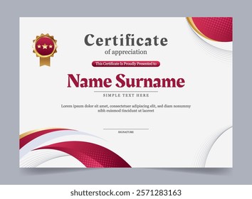 Modern elegant gold certificate template with badge