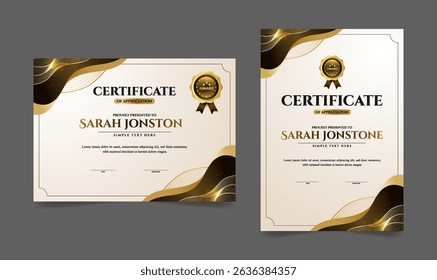 Modern elegant gold certificate template with badge