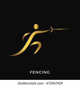 Modern Elegant Gold Summer Sports Logo - Fencing