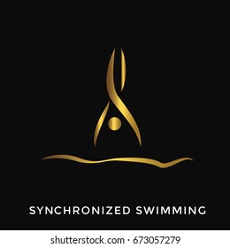 Modern Elegant Gold Summer Sports Logo - Synchronized Swimming