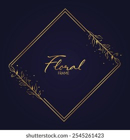 Modern and elegant golden floral frame for poster, banner, invitation card and award
