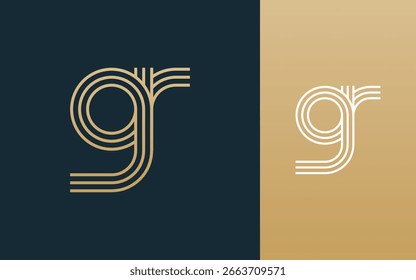 Ilustración vectorial elegante moderna del diseño del logotipo de la letra del gr