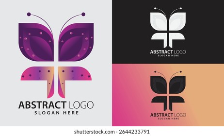 Modern Elegant Graceful and Feminine butterfly-inspired abstract logo. Great for fashion, spa, boutique, beauty, wellness, lifestyle, nature, eco-conscious businesses or creative brands.