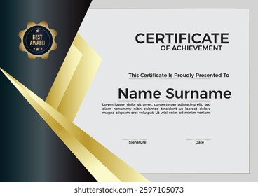 Modern Elegant Gradient Certificate Template, Professional Award, Achievement Certificate Design