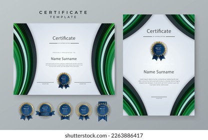 Modern elegant green and black diploma certificate template with business corporate concept