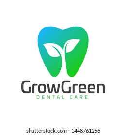 Modern elegant grow leaf dental logo. Logo Design inspiration.