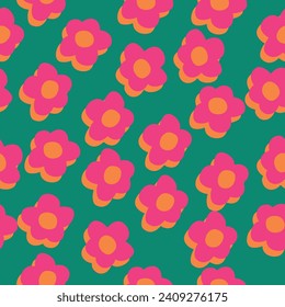 Modern Elegant Hand Draw Flower Cartoon Vector Background Pattern Seamless