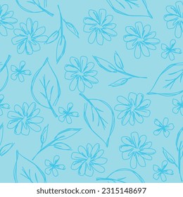 Moderna y elegante Mano Dibujar Flores Patrón de fondo vector de dibujos animados sin problemas