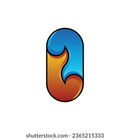 Modern Elegant Ice Flame O Alphabet Symbol