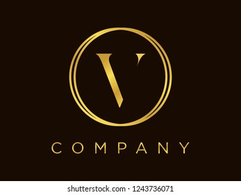 Modern and Elegant illustration initial in gold circle.