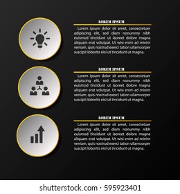 Modern elegant infographics number options template. Layered text data vector illustration with icons. Can be used for workflow layout, business step options, banner, web design.