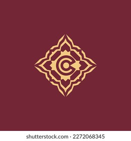 Letra inicial moderna y elegante C logotipo del alfabeto del marco ornamental