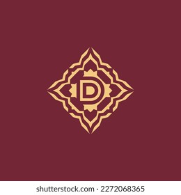 Modern and elegant initial letter D ornamental frame alphabet logo