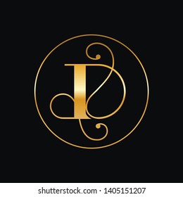 Modern elegant initial logo of letter "D" in gold and black combination. Use for occasion like wedding, christening and anniversary. Use for business as initial logo. 