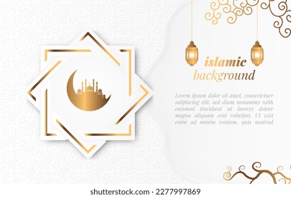 modern and elegant islamic background with islamic patterns and lanterns.