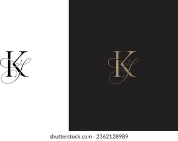 Modern and Elegant KS Letter Monogram Logo Font with Intersecting Typography Font in Black and White and Gold Color