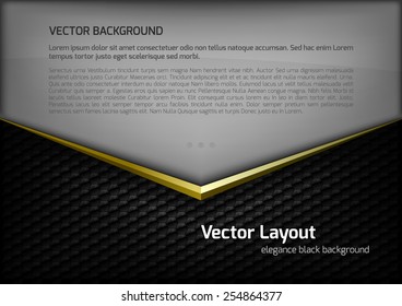 Modern elegant layout. Gold arrow between gray and black spaces. Version with sample text. You can find version without sample text in my gallery.