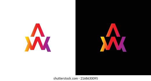 Diseño del logotipo inicial AW de letra moderna y elegante