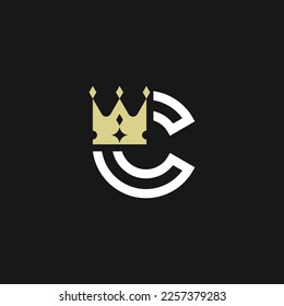 modern elegant letter C crown royal premium logo